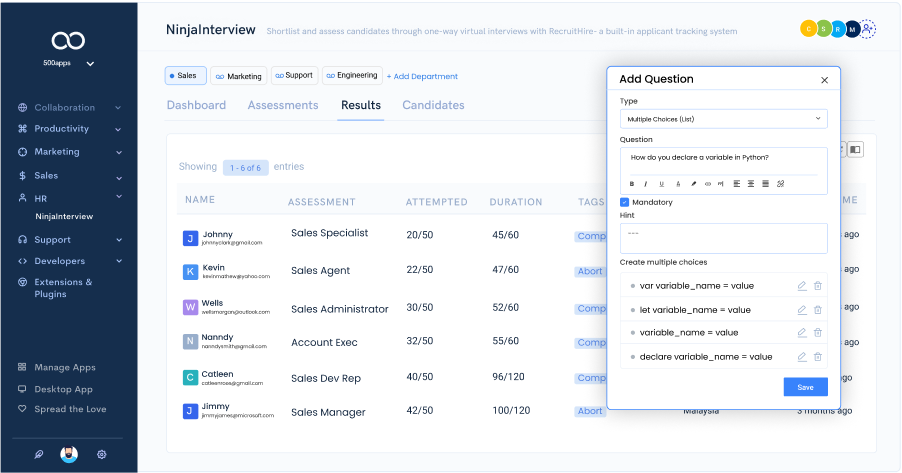 coding assessment leave note
