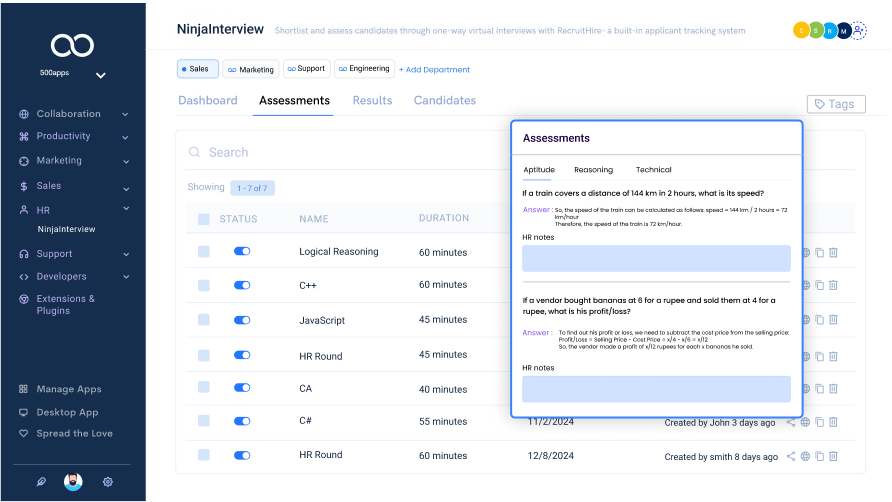 online aptitude testing leave note