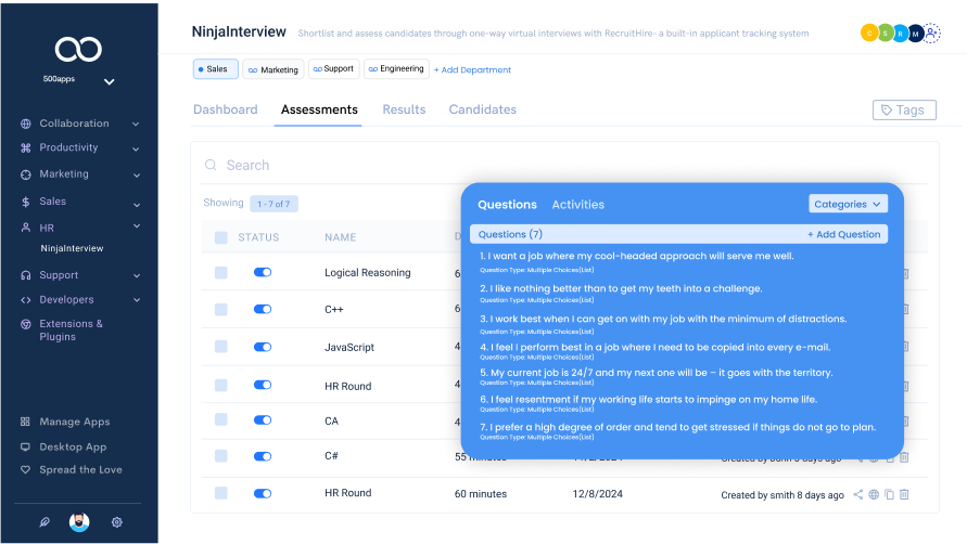 questionnaire leave note